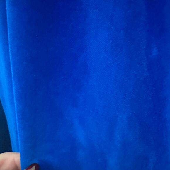 VINTAGE Handmade | Blue Velvet Babydoll Dress with ruffle sleeves | Girl's XL - Picture 8 of 9